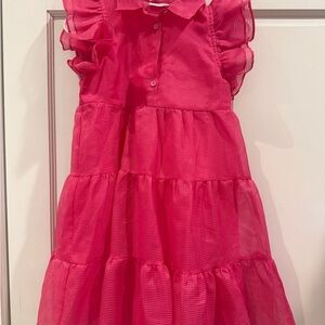 Pink Ruffled Kids Casual Dress